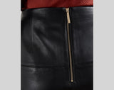 Black Leather Mini Skirt With Zipper Back