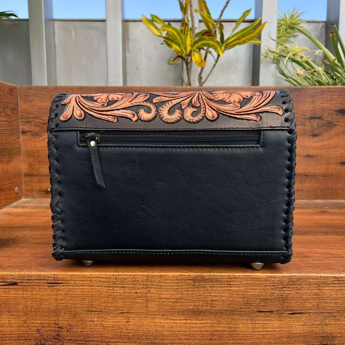 Tooled Leather Engraved Handbag