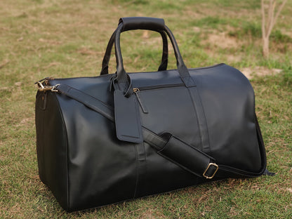 Genuine leather holdall luggage bag