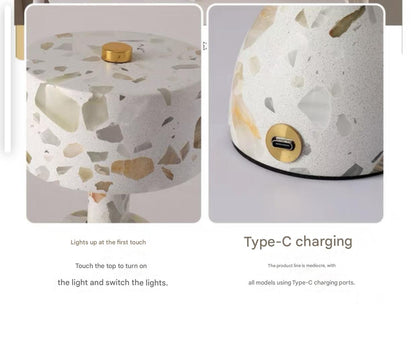 Rechargeable marble touch table lamp