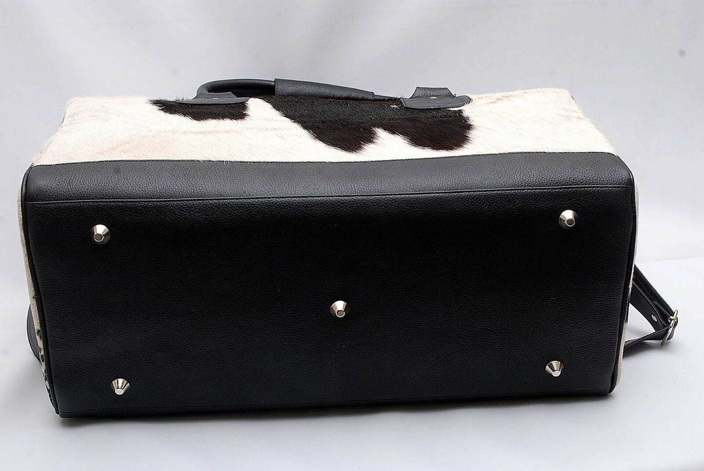 Natural Hair On Cowhide Duffel Bag Black White