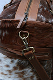 Cowhide Weekender Bag Dark Brown Black