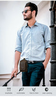 Real cowhide leather men small waist bag