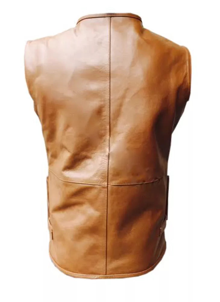 Mens leather motorcycle vest