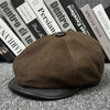 Sheepskin Leather Newsboy Cap British Gatsby Hat