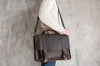 Men leather briefcase bag backpack