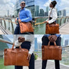 Men Genuine Leather Business Travel Laptop Bag