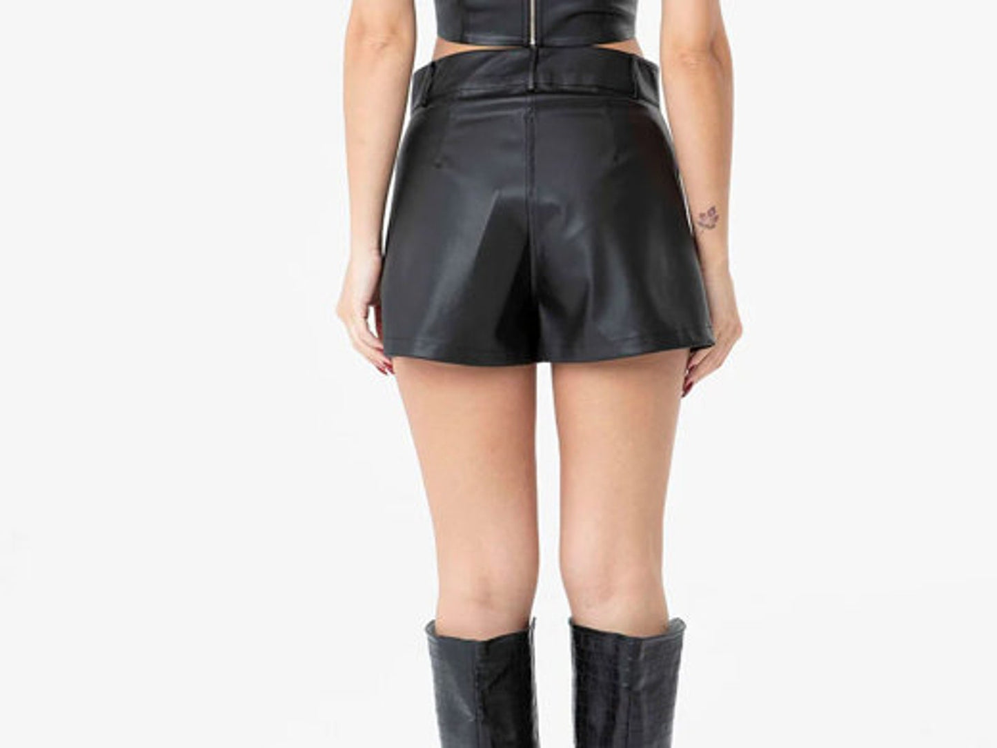 Genuine Leather High Waist Shorts