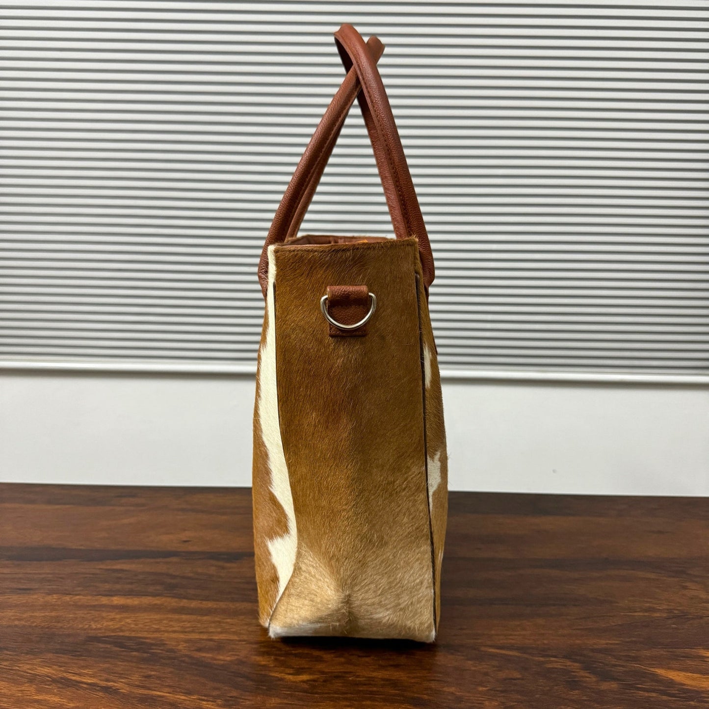 Brown White Cowhide Ladies Shoulder Purse