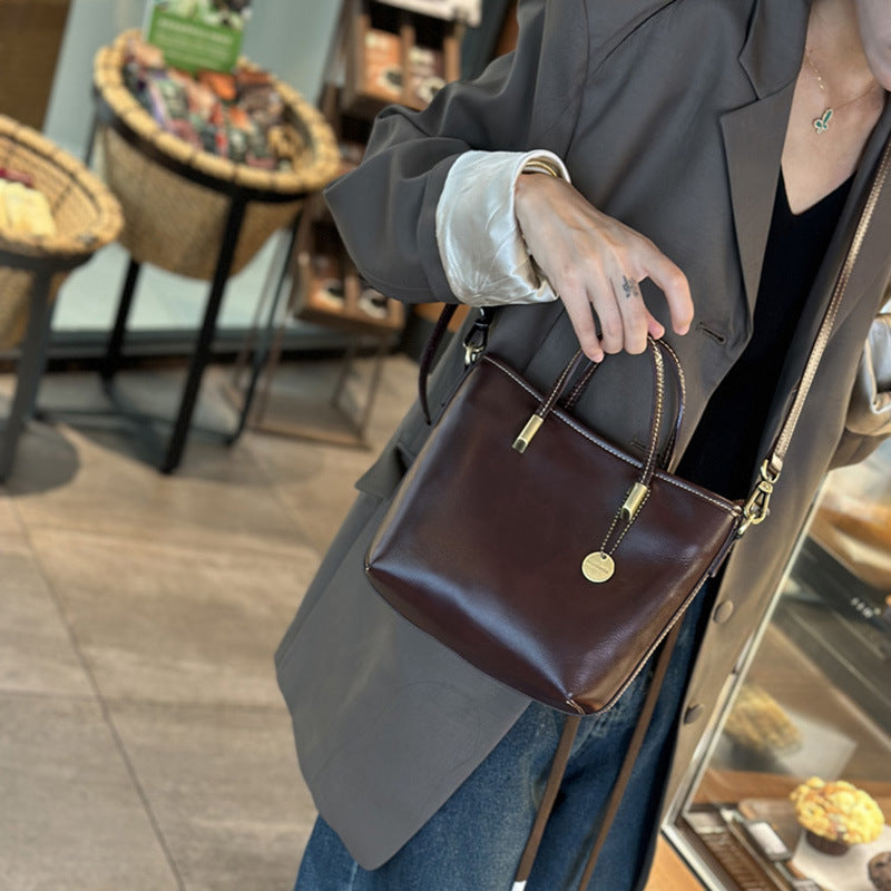 Genuine Leather Mini Tote Shoulder Bag