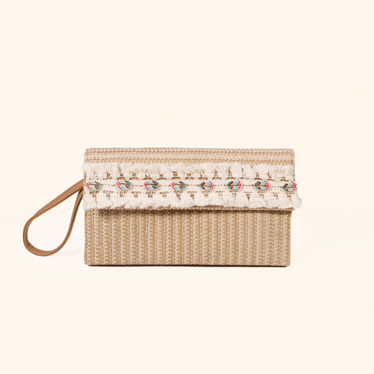 straw summer clutch purse