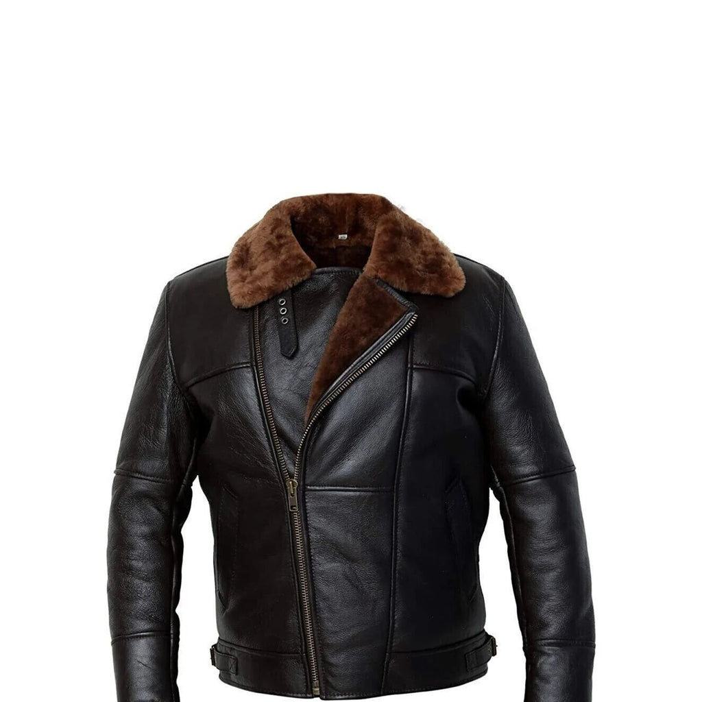 leather aviator jacket with fur men's