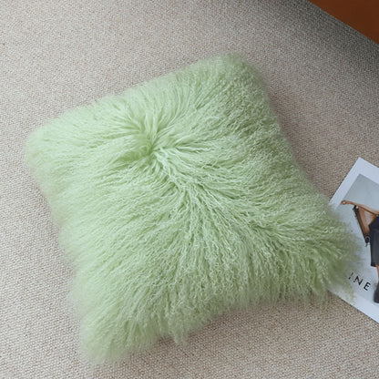Genuine Sheepskin Pillow Cover with Curly Wool for Sofa Decor