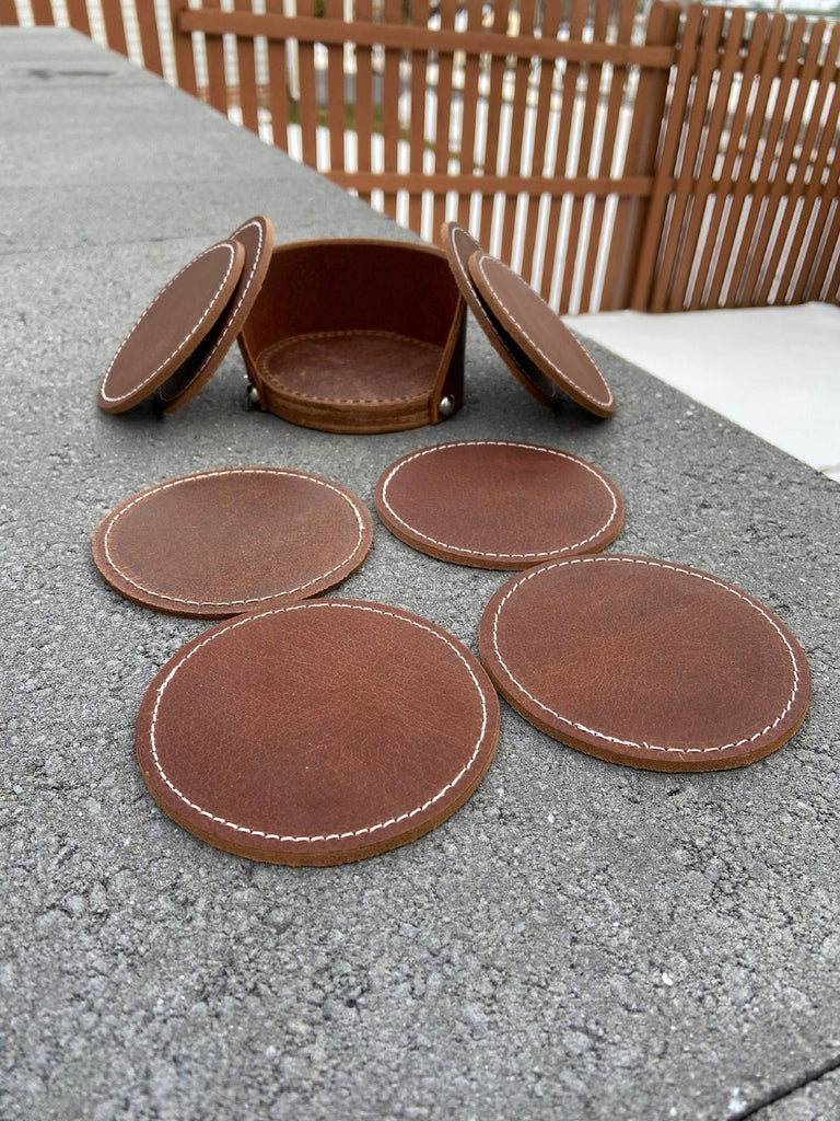 Genuine Leather Coasters Set