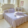 Padded Lace Bed Skirt with Quilted Top and Elastic Straps