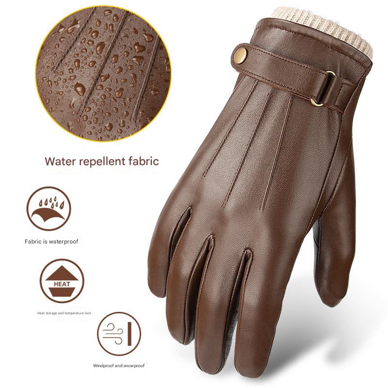 Men's leather gloves with fleece lining