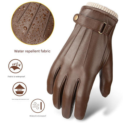 Men's leather gloves with fleece lining