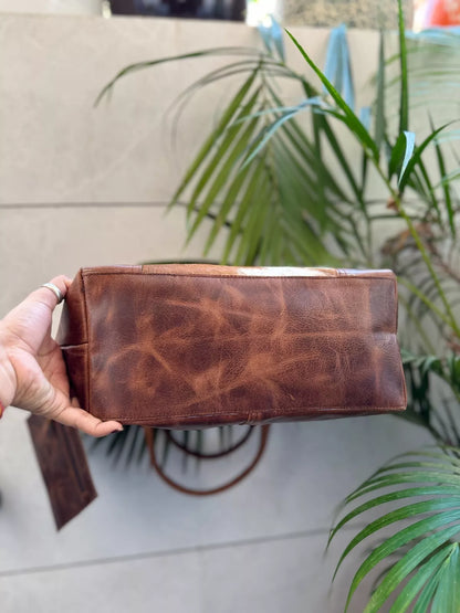large cowhide tote bags brown white