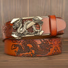 Men Dragon Leather Belt With Alloy Automatic Buckle
