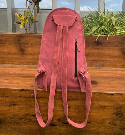 Pink Suede Tooled Leather Pink Backpack