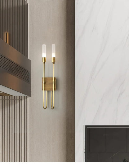 French Style Double Head Brass Wall Sconce Light