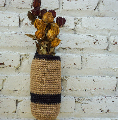 Jute Crochet hanging basket for dried flowers