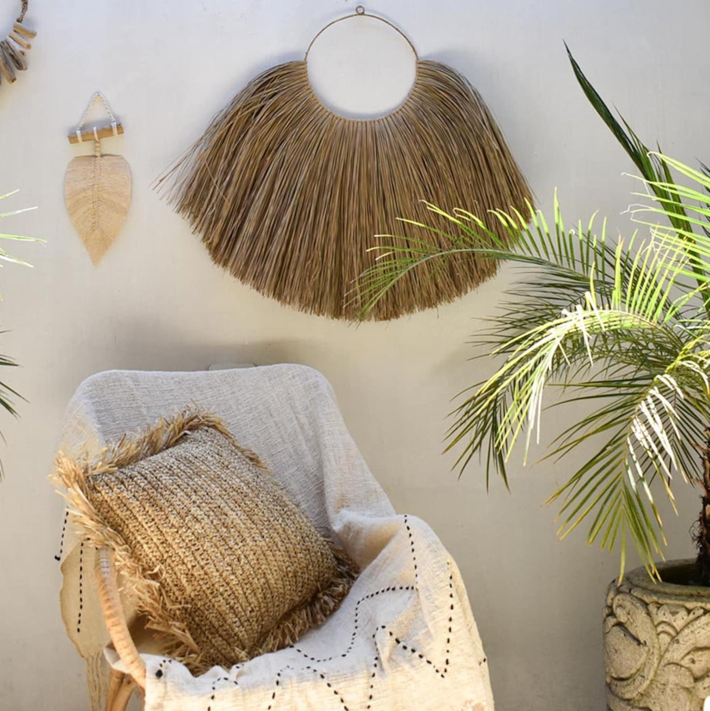 Raffia wall hanging Seagrass Wall Decor With Knots