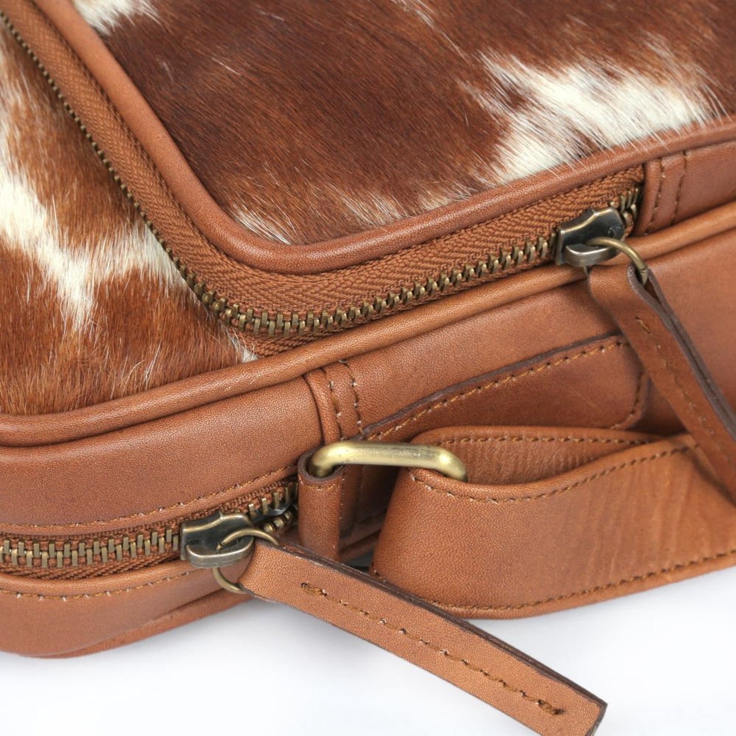 Natural Brown White Cowhide Crossbody Bag