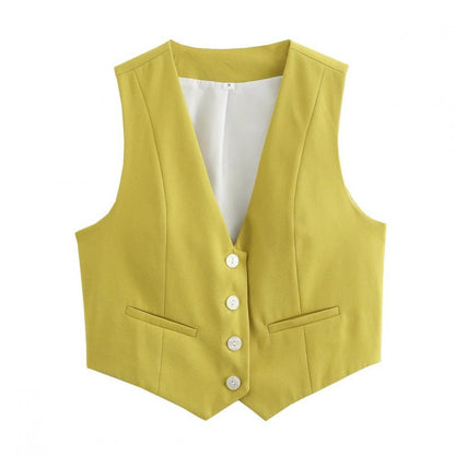 v neck sleeveless lazer vest women's