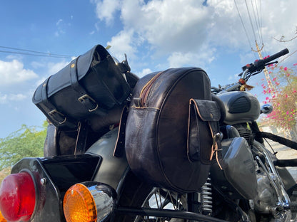 Black Leather Motorcycle Combo Saddlebag Panniers