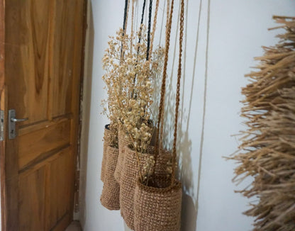 Jute Crochet hanging basket for fall Autumn