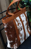 Brown White Cowhide Leather Shoulder Bag