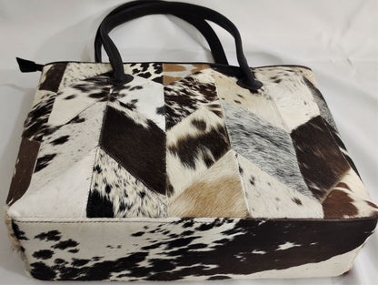 Natural Cowhide Patchwork Bag