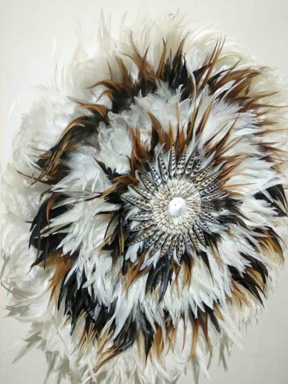 White mixed brown juju hat sea shell wall hanging