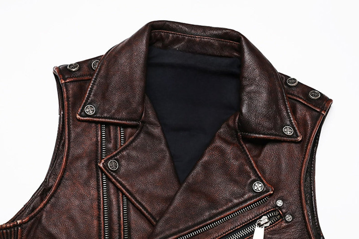 Men's Brown Genuine Cowhide Leather Vest