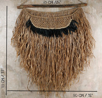 The pulu natural raffia feather wall hanging decor