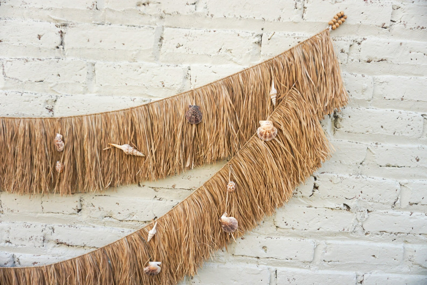 sea shells raffia wall hanging two layers