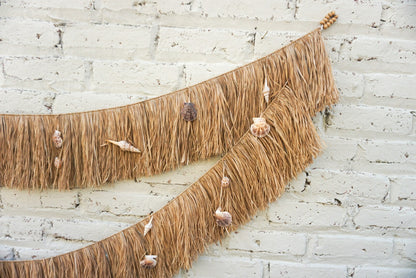 sea shells raffia wall hanging two layers