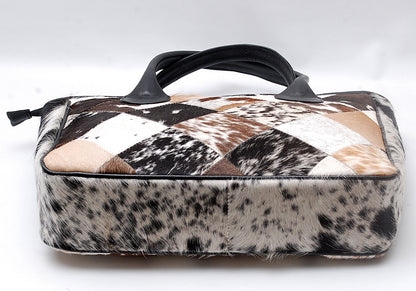 Large Cowhide Tote Purse Patchwork Pattern