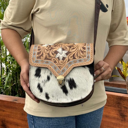 Tooled Cowhide Crossbody Bag