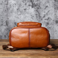 Real Cowhide Leather Men Backpack Rucksack Bag