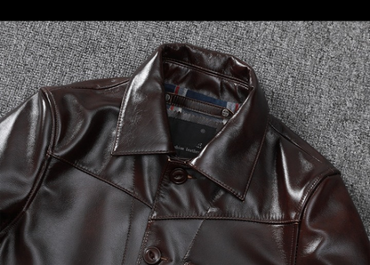 Men’s Genuine Leather Aviator Jacket Wax Finish Flight Style