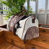 Cowhide Luggage Duffle Bag With Tooled Leather