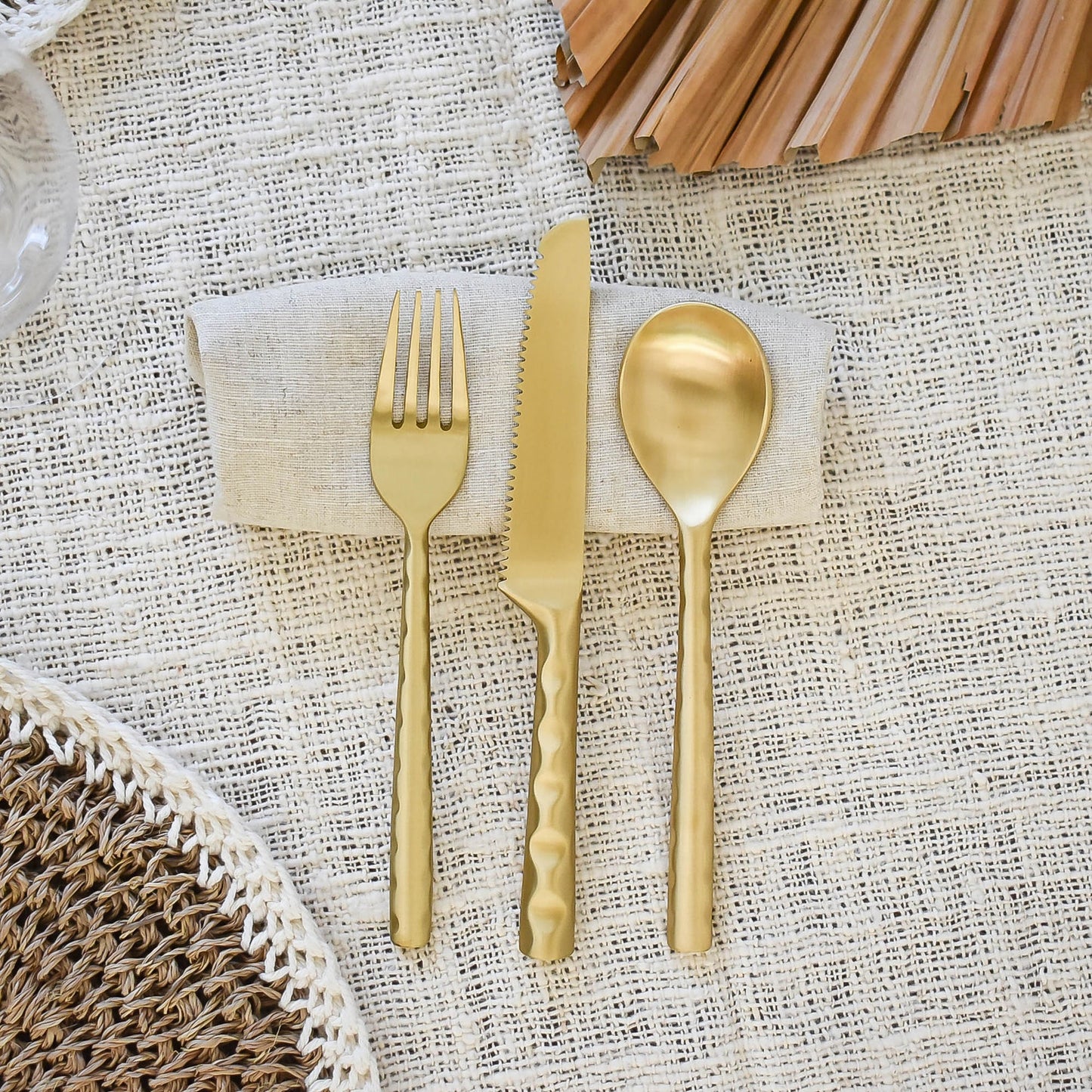 Matte Gold Brass Cutlery Set