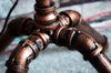 Industrial steampunk copper water pipe floor lamp