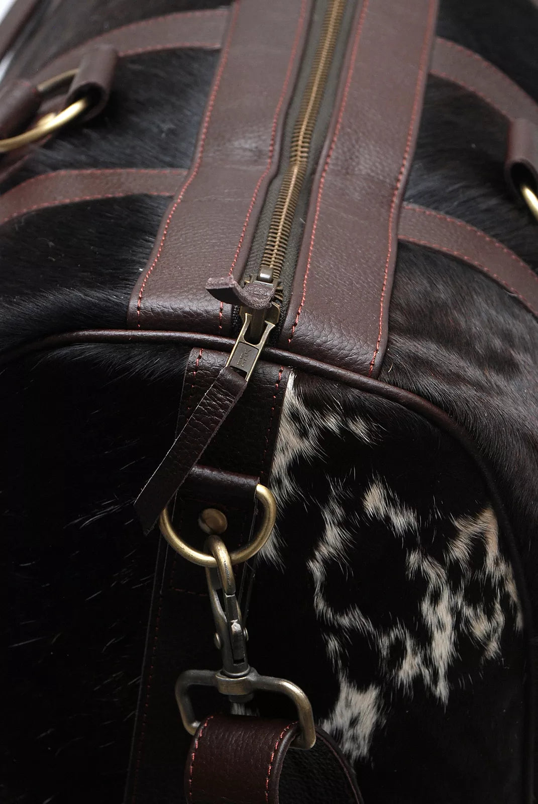 Cow Print Weekender Black & White Cowhide Overnight Bag