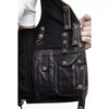 Men's Real lambskin Black leather Vest