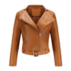 Women’s Faux Leather Motorcycle Jacket with Belt