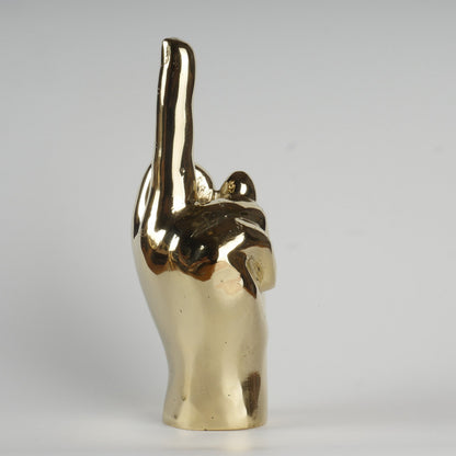 Brass Sculpture Hand Finger Sign Decor