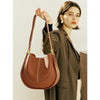 Curved Half Moon Genuine Leather Shoulder Bag